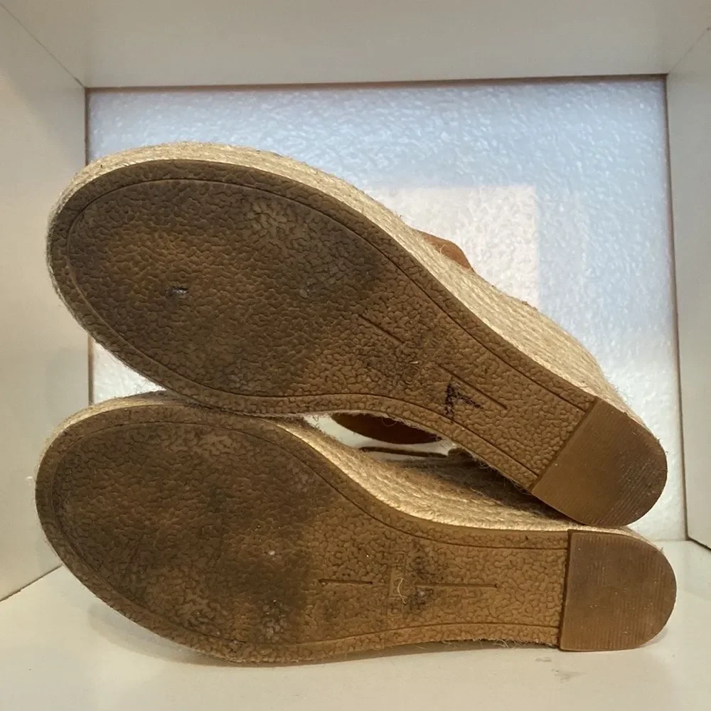 Dolce Vita Shayla Espadrille Wedge Sandals 8.5 Tan Suede Platform Summer Heels